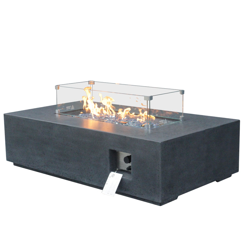 Outdoor Concrete Propane Gas Rectangle Fire Pit Table