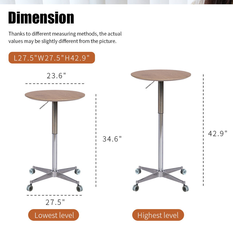 Movable Adjustable Bar Table Pub Table 360 Swivel Counter Bar Height Aluminum Star Base Movable For Stand Desk Bistro Table Dining Room Home Kitchen Table