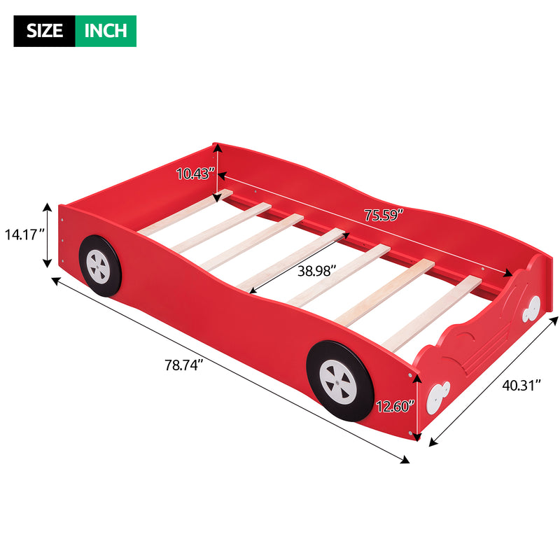 Twin Size Car-Shaped Platform Bed, Red