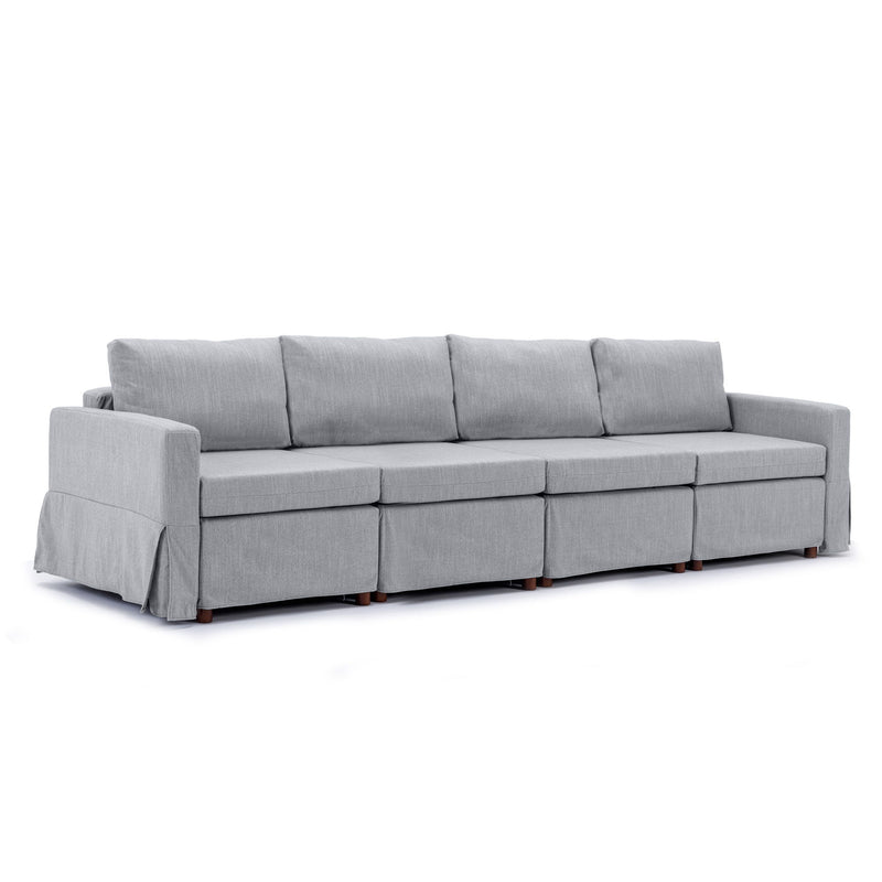 4 Seat Module Sectional Sofa Couch With 1 Ottoman For Living Room, Seat Cushion And Back Cushion Non-Removable And Non-Washable