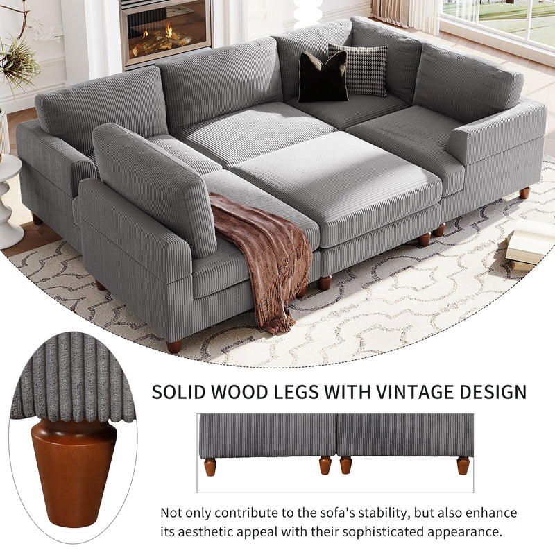 U_Style Modular Sectional Sofa with Ottoman L Shaped Corner Sectional for Living Room, Office, Spacious Space(same sku: WY000336AAE)