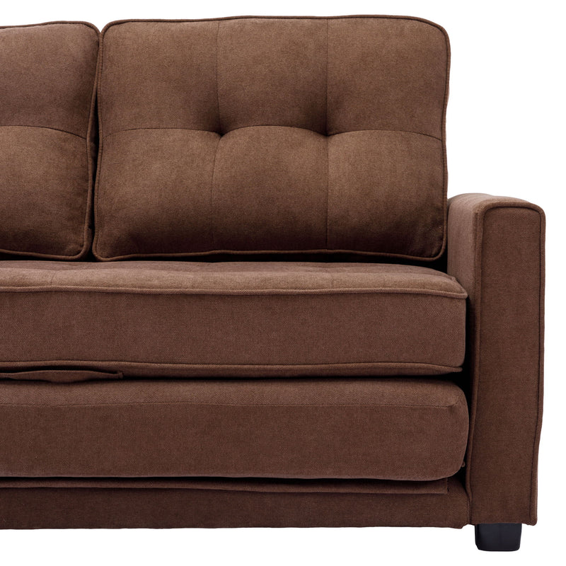 Loveseat Sofa With Pull-Out Bed Modern Upholstered Couch With Side Pocket For Living Room Office