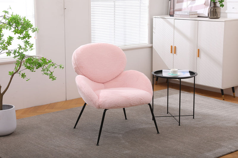 Modern Sherpa Chairs Accent Armchairs For Living Dining Room, Upholstered Chairs With Metal Legs, Comfy And Soft Chairs For Bedroom, Cute Vanity Chairs