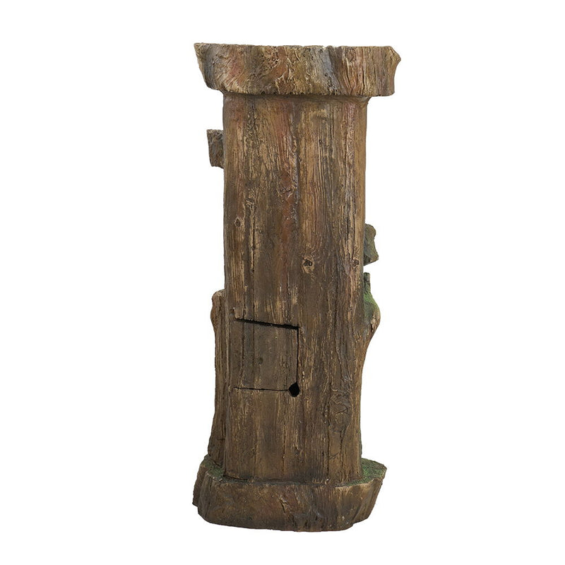 Rustic Decorative Tree Trunk 5 Tier Water Fountain, With Light And Pump, For Indoor And Outdoor - Brown