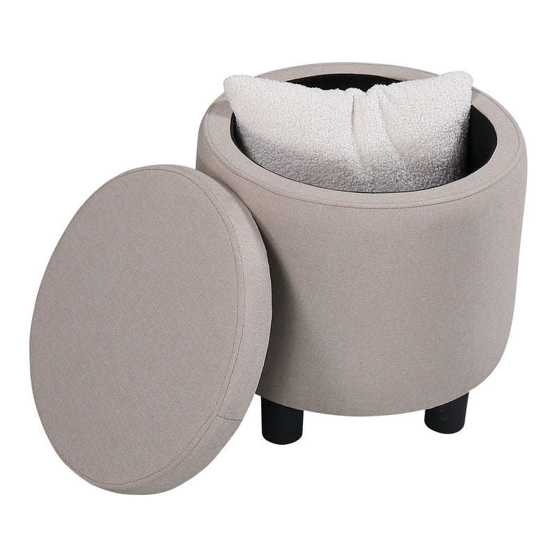 Home Decor Upholstered Round Tufted Footrest Ottoman, Ottoman With Storage For Living Room & Bedroom, Decorative Home Furniture