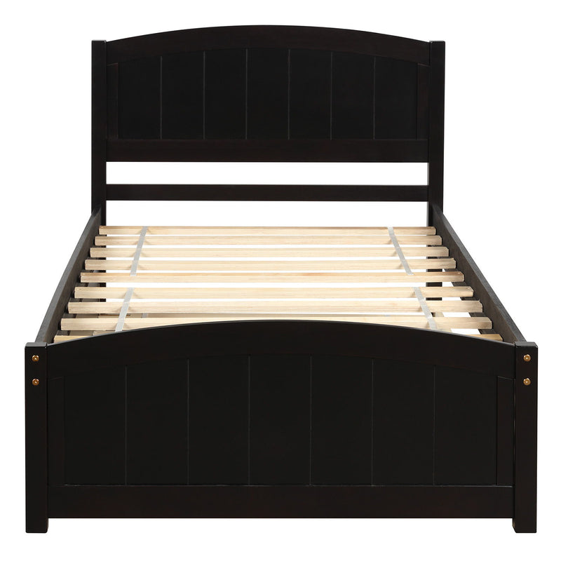 Twin Size Platform Bed With Trundle - Espresso