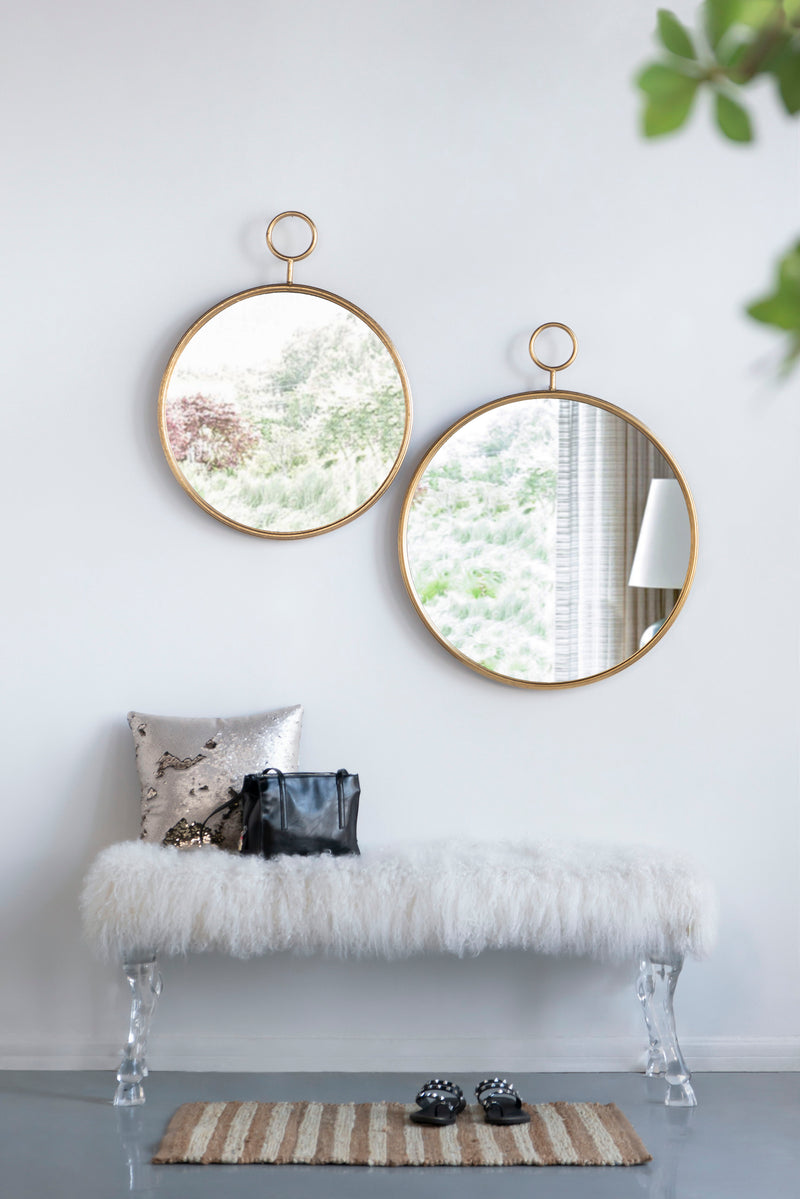 Circle Wall Mirror With Metal Frame, Accent Mirror For Living Room, Entryway, Office