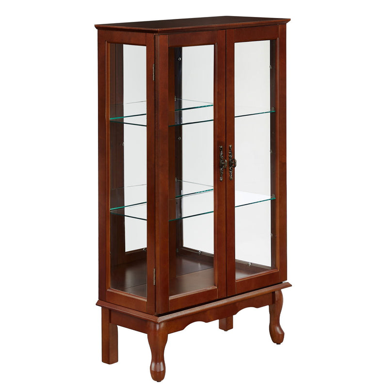 Curio Cabinet Lighted Curio Diapaly Cabinet With Adjustable Shelves And Mirrored Back Panel, Tempered Glass Doors (3 Tier), (E26 Light Bulb Not Included)