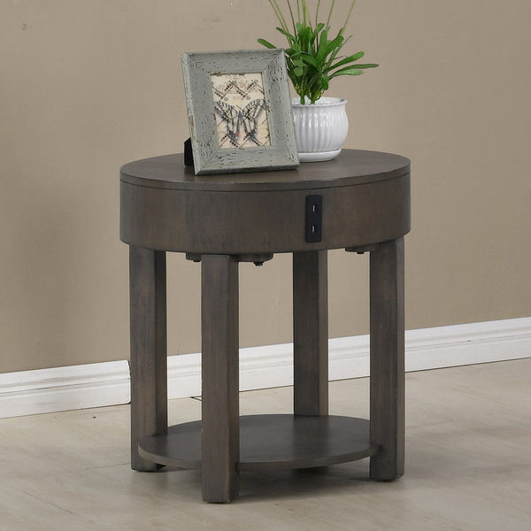 Jonah - 20" MDF End Table With USB Ports - Light Brown