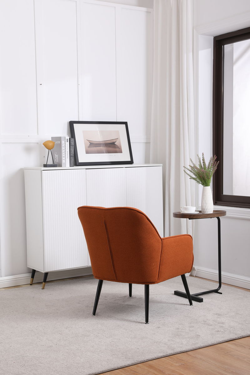 Modern Mid-Century Chair Linen Sherpa Armchair