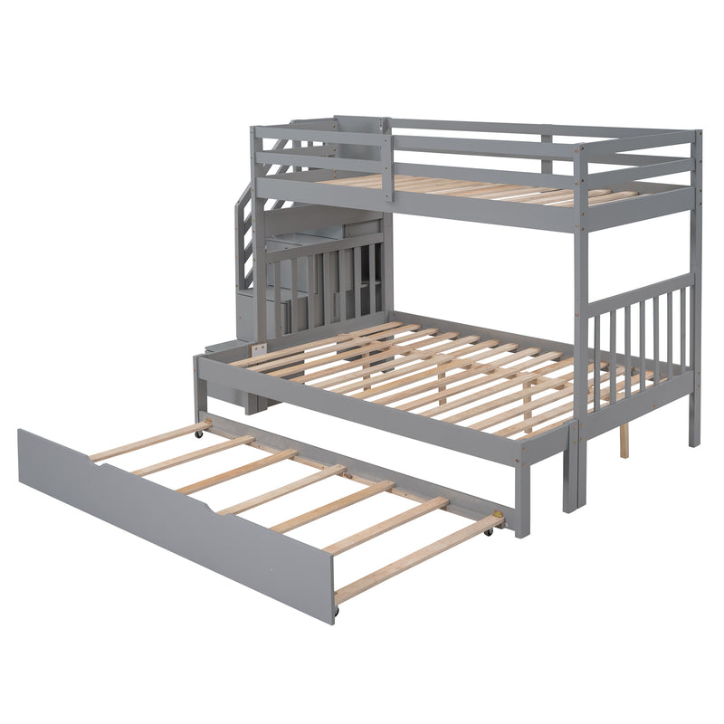 Twin over Twin/Full Bunk Bed with Twin Size Trundle (Gray)(OLD SKU :LP000025AAE)