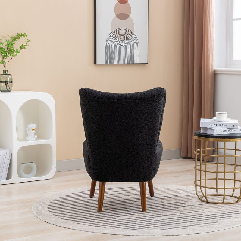 Boucle Upholstered Armless Accent Chair Modern Slipper Chair, Cozy Curved Wingback Armchair, Corner Side Chair For Bedroom Living Room Office Cafe Lounge Hotel