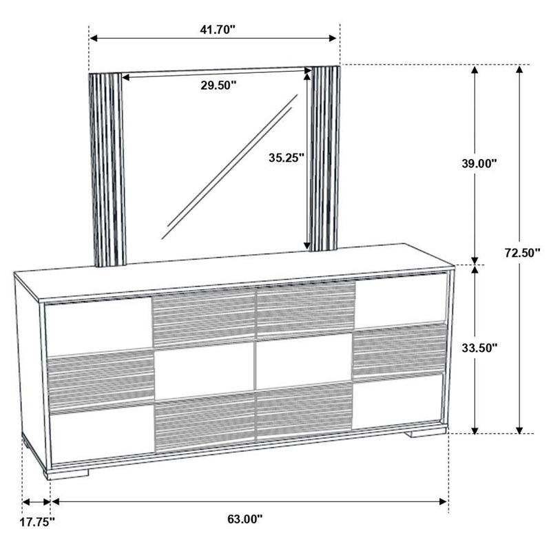 Blacktoft - 6-Drawer Dresser With Mirror - Black