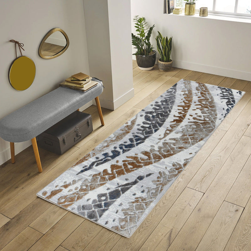 Nova - 5'3" X 7' Polypropylene Area Rug - Multi / White