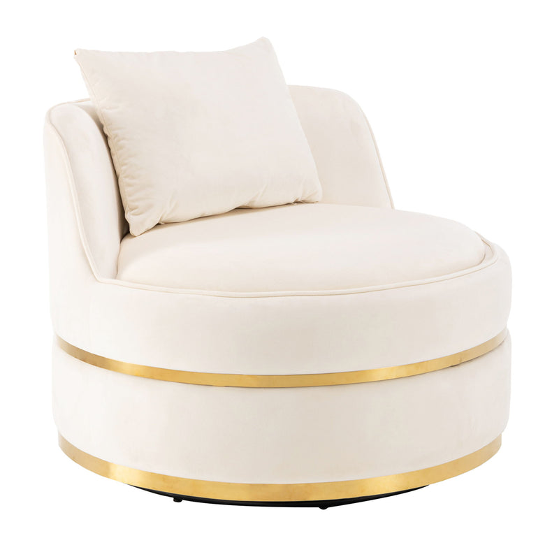 360° Swivel Accent Chair Velvet Modern Upholstered Barrel Chair Over-Sized Soft Chair With Seat Cushion For Living Room