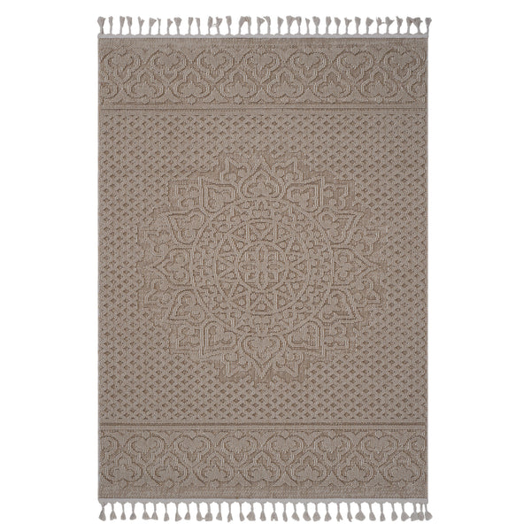 Guros - 6' x 9' Medallion Indoor / Outdoor Area Rug - Beige