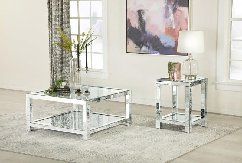 Valentina - Rectangular Coffee Table With Glass Top Mirror