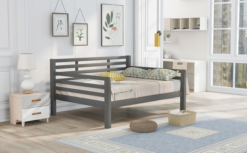 Wooden Full Size Daybed with Clean Lines, Gray