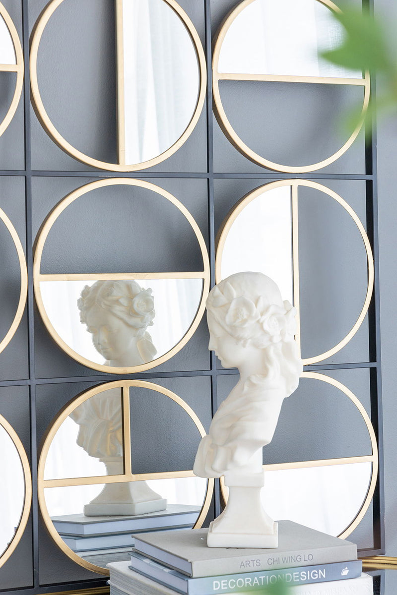 Eclectic Styling Metal Beaded Wall Mirror With Contemporary Design For Bedroom, Liveroom & Entryway