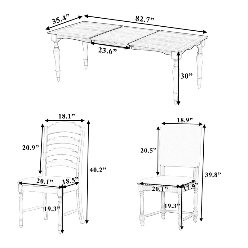 Topmax - Vintage Traditional Extendable Dining Table Set With Removable Leaf