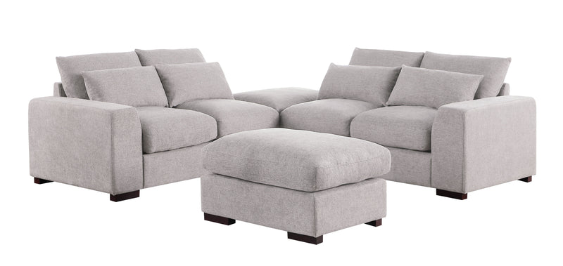 Tatman - Linen Blend Sectional With 2 Ottomans