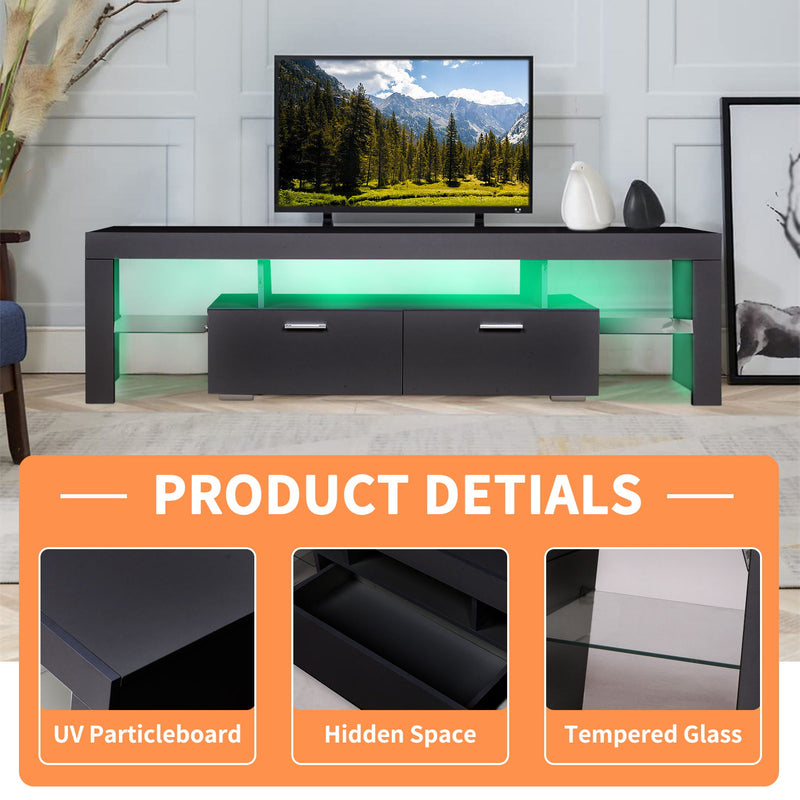 LED TV Stand Modern TV Stand With Storage Entertainment Center With Drawer TV Cabinet For Up To 75" For Gaming Living Room Bedroom