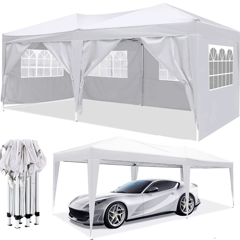 10'X20' Ez Pop Up Canopy Outdoor Portable Party Folding Tent With 6 Removable Sidewalls + Carry Bag + 4 Pieces Weight Bag