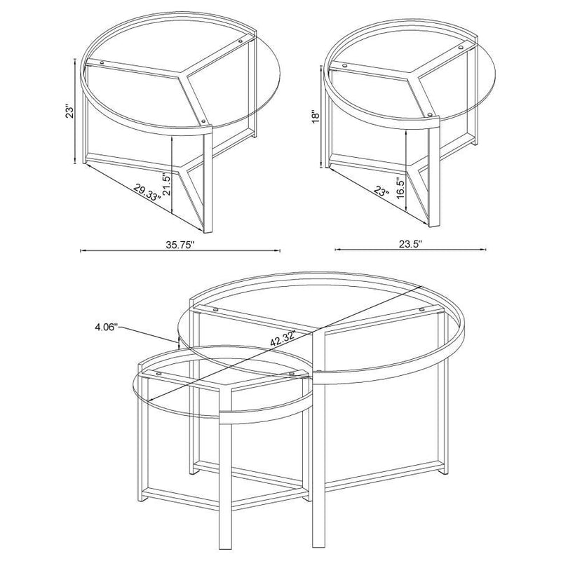 Delia - 2 Piece Round Glass Top Nesting Coffee Table