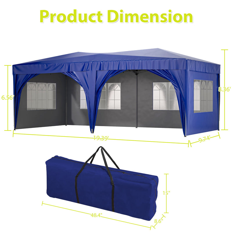 Pop Up Canopy Outdoor Portable Party Folding Tent With 6 Removable Sidewalls + Carry Bag + 6 Pieces Weight Bag