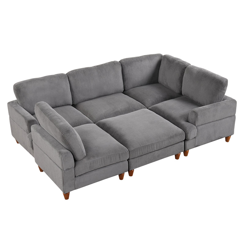 U_Style Modular Sectional Sofa with Ottoman L Shaped Corner Sectional for Living Room, Office, Spacious Space(same sku: WY000336AAE)