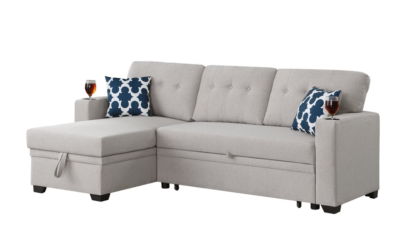 82" Width Sectional With Storage Chaise And Cupholder Armrest