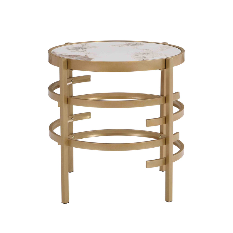 Elegant Pandora Sintered Stone End Table, Small Coffee Table For Living Room