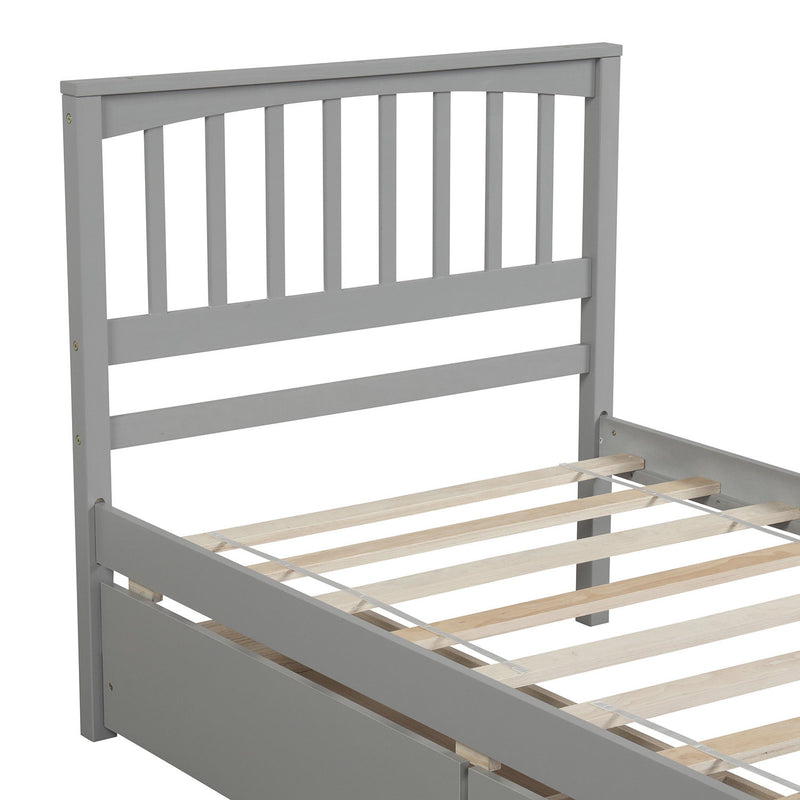 Twin Size Platform Bed With Two Drawers