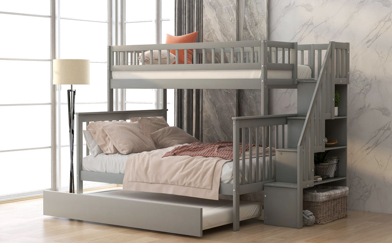 Kids Furniture - Bunk Bed With Trundle And Staircase