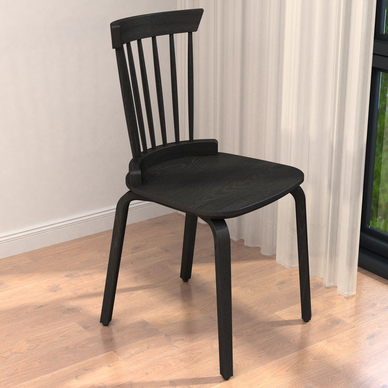 Solid Wood Slat Back Windsor Chair (Set of 2)