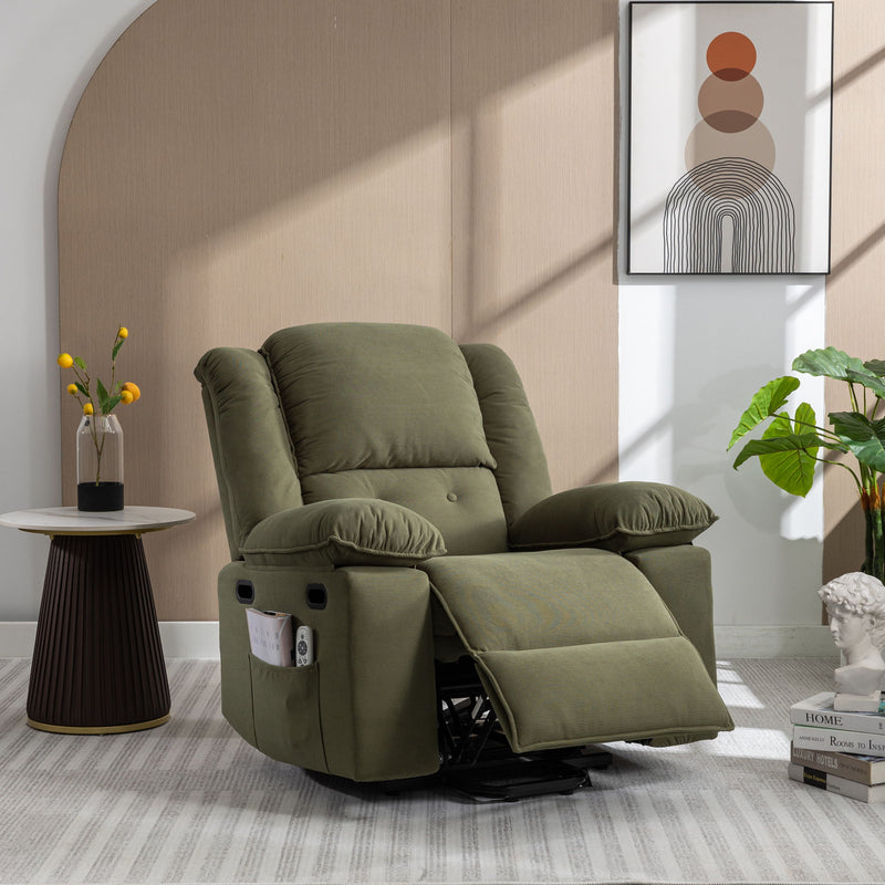 Massage Recliner, Power Lift Chair For Elderly With Adjustable Massage And Heating Function, Recliner Chair With Infinite Position And Side Pocket For Living Room