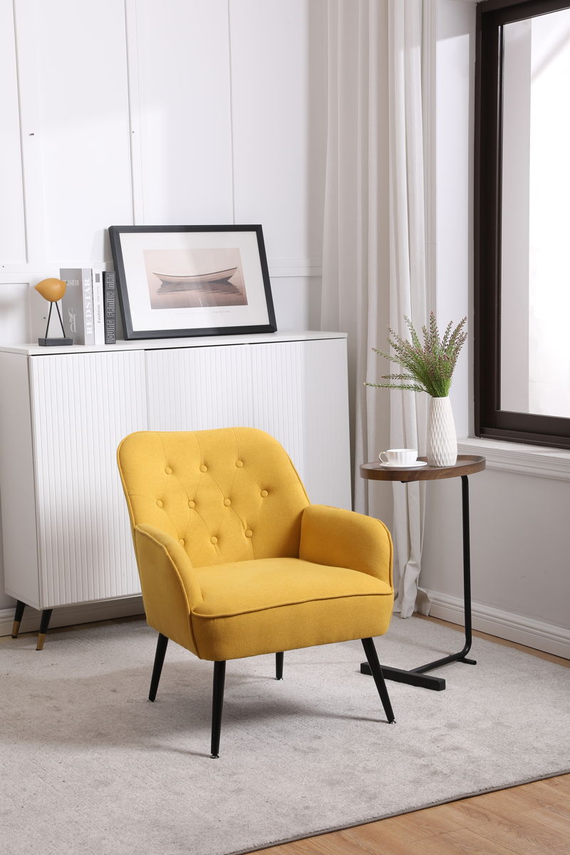 Modern Mid-Century Chair Linen Sherpa Armchair