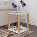 Side Table, 2 Tier Space End Table, Modern Night Stand, Sofa Table, Side Table With Storage Shelve