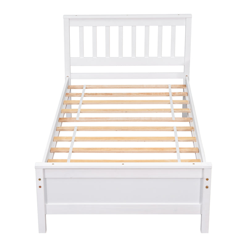 Twin Bed with Headboard and Footboard for Kids, Teens, Adults,with a Nightstand,Wite