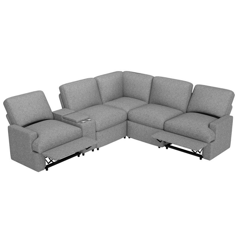 Power Recliner Corner Sofa Home Theater Reclining Sofa Sectional Couches With Storage Box, Cup Holders, USB Ports And Power Socket For Living Room