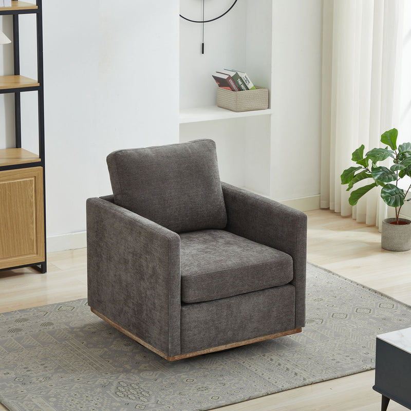 Square Upholstered Swivel Accent Chair And Comfy Accent Single Sofa Chair, 360° Club Chair, Lounge Armchair For Living Room Bedroom Apartment Nursery