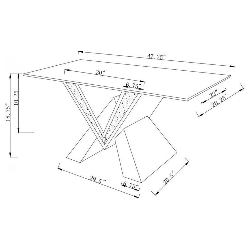 Taffeta - V-Shaped Coffee Table With Glass Top - Silver