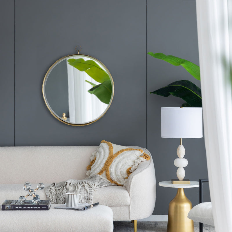 Round Mirror, Circle Mirror With Iron Frame For Living Room Bedroom Vanity, Entryway Hallway