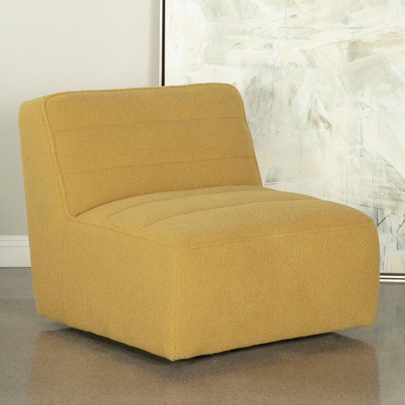 Cobie - Upholstered Armless Swivel Chair - Mustard