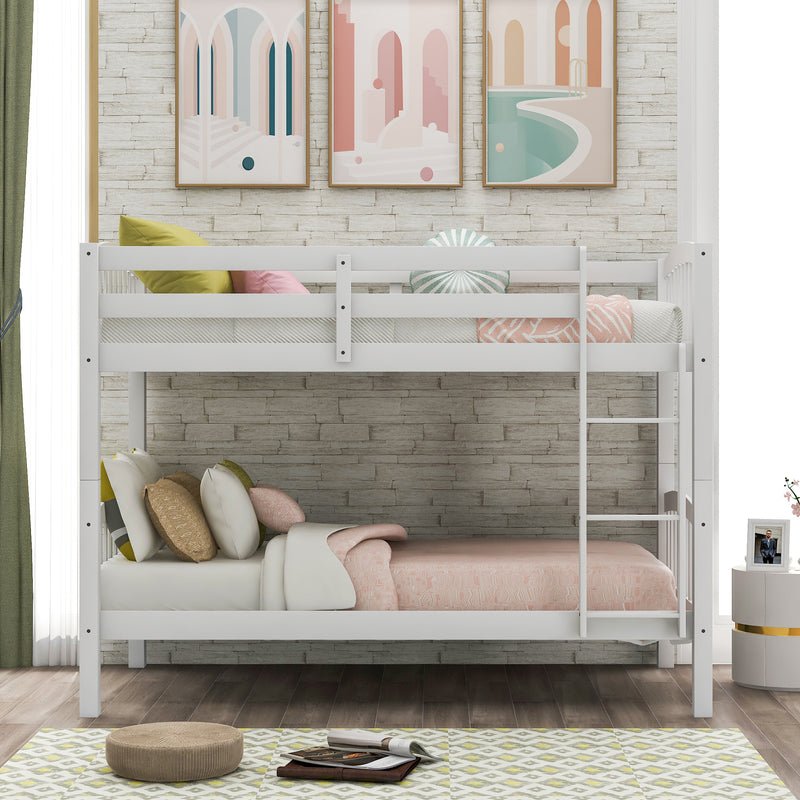 Twin Over Twin Bunk Bed with Ladder,White ( OLD SKU: LP000066AAK)