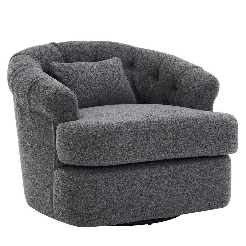 Swivel Chair With Ottoman, Modern Luxury Velvet Swivel Accent Chair, Comfy Round Armchair, Single Sofa Armchair With Lounge Seat For Bedroom / Office / Reading Spaces