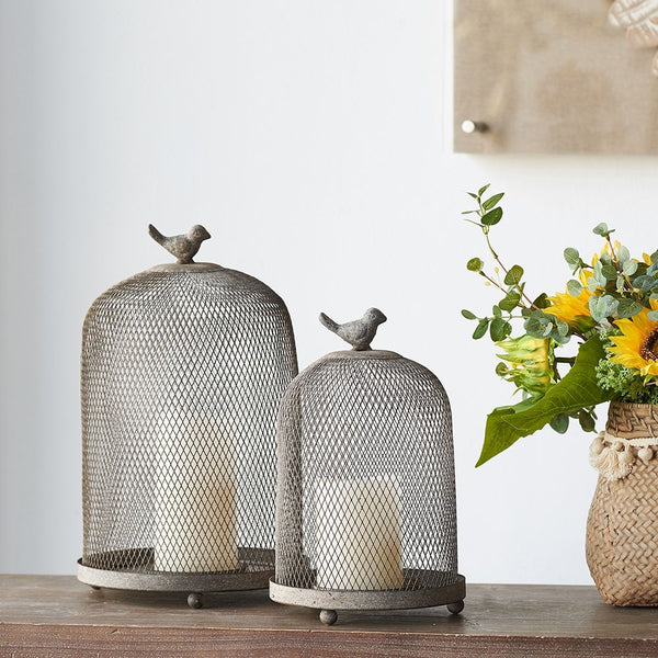 Ophira Sparrow Mesh Candle Holders (Set of 2) - Antique Gray