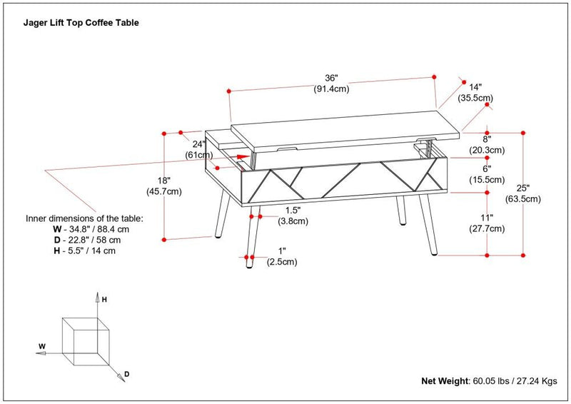 Jager - Lift Top Coffee Table - Natural