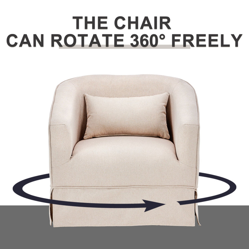 Swivel Barrel Chair With Ottoman, Swivel Accent Chairs Armchair For Living Room, Reading Chairs For Bedroom Comfy, Round Barrel Chairs With Metal Base