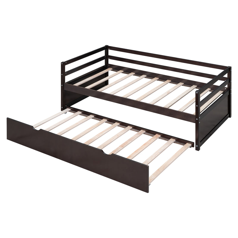 Twin Size Wood Daybed with Twin Size Trundle, Espresso